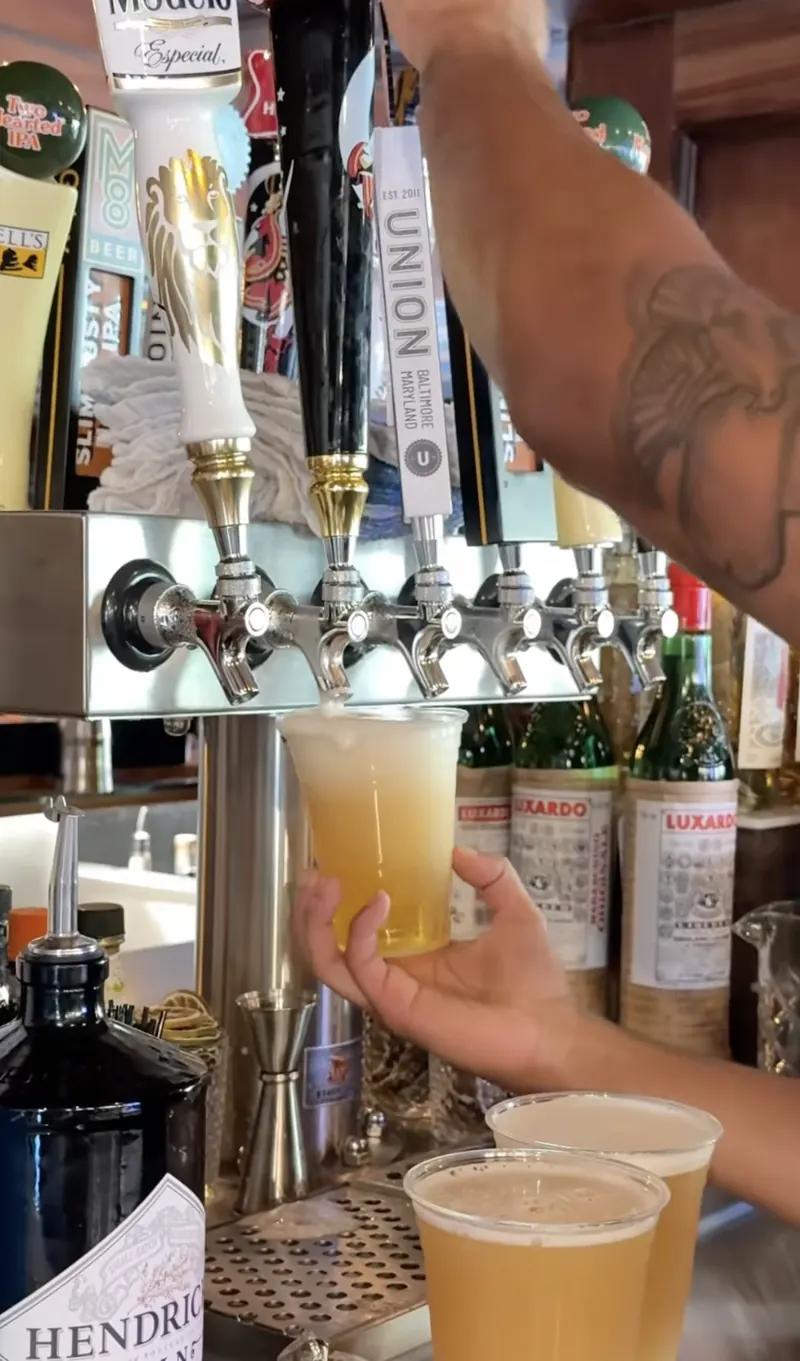 Beer poured from the taps at Liv's Tavern
