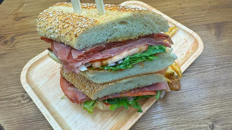An Italian sub stacked high
